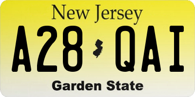 NJ license plate A28QAI