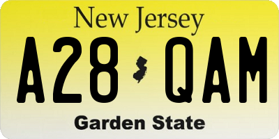 NJ license plate A28QAM