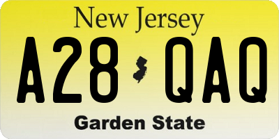 NJ license plate A28QAQ