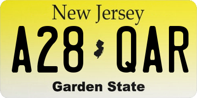 NJ license plate A28QAR