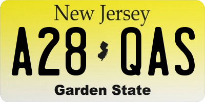 NJ license plate A28QAS