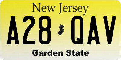 NJ license plate A28QAV
