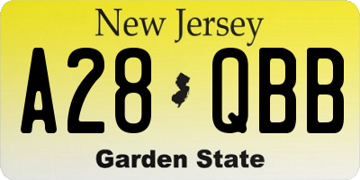NJ license plate A28QBB