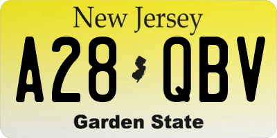NJ license plate A28QBV