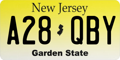 NJ license plate A28QBY