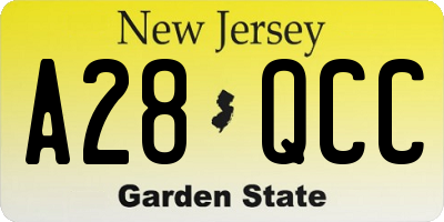 NJ license plate A28QCC