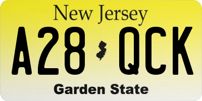 NJ license plate A28QCK