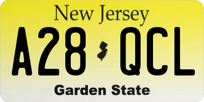 NJ license plate A28QCL