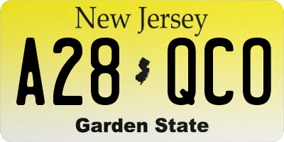 NJ license plate A28QCO
