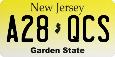 NJ license plate A28QCS