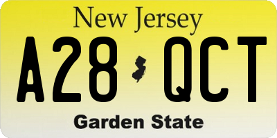 NJ license plate A28QCT