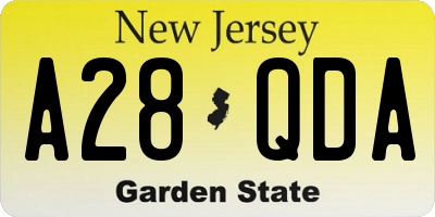 NJ license plate A28QDA