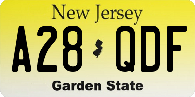 NJ license plate A28QDF