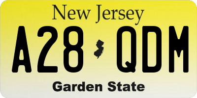 NJ license plate A28QDM