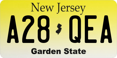 NJ license plate A28QEA