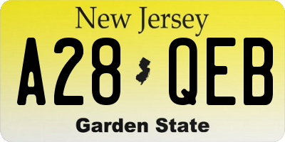 NJ license plate A28QEB