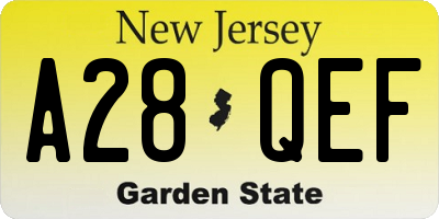 NJ license plate A28QEF
