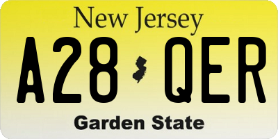 NJ license plate A28QER