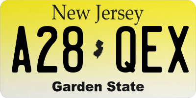 NJ license plate A28QEX