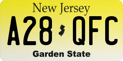 NJ license plate A28QFC