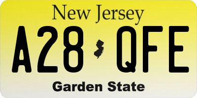 NJ license plate A28QFE