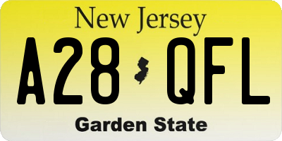 NJ license plate A28QFL