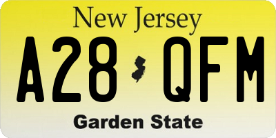 NJ license plate A28QFM