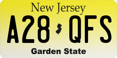 NJ license plate A28QFS
