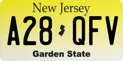 NJ license plate A28QFV
