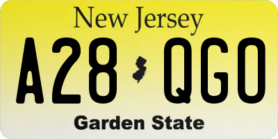 NJ license plate A28QGO