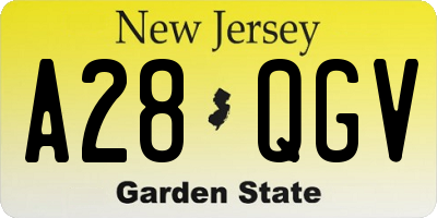 NJ license plate A28QGV