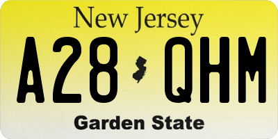 NJ license plate A28QHM