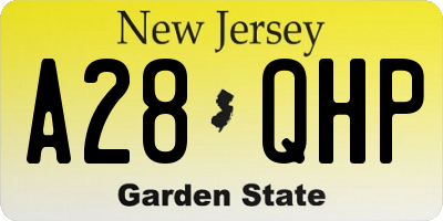 NJ license plate A28QHP