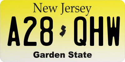 NJ license plate A28QHW