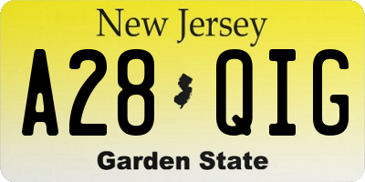 NJ license plate A28QIG