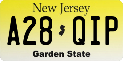 NJ license plate A28QIP