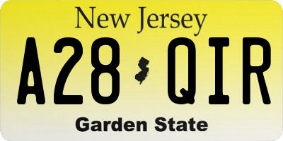 NJ license plate A28QIR