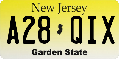 NJ license plate A28QIX