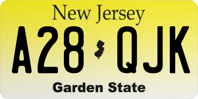 NJ license plate A28QJK