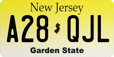 NJ license plate A28QJL