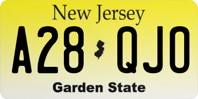 NJ license plate A28QJO