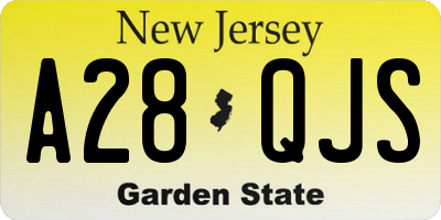 NJ license plate A28QJS