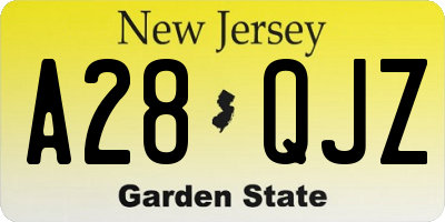 NJ license plate A28QJZ