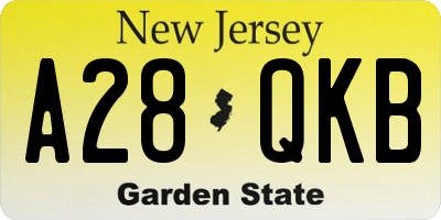 NJ license plate A28QKB