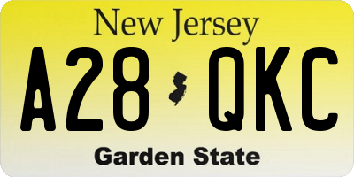 NJ license plate A28QKC