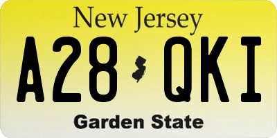 NJ license plate A28QKI