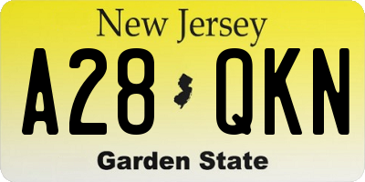 NJ license plate A28QKN