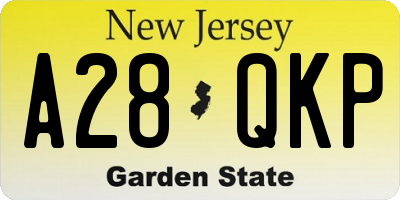 NJ license plate A28QKP