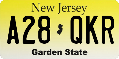 NJ license plate A28QKR