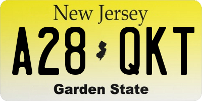 NJ license plate A28QKT